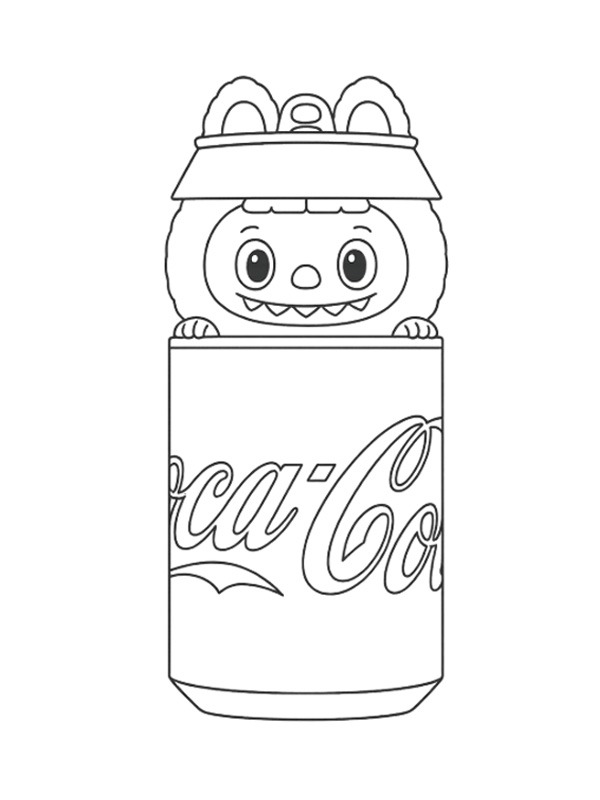 Labubu Coca Cola kleurplaat Labubu Coca Cola kleurplaat
