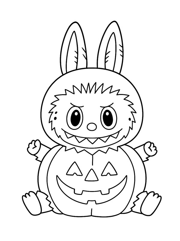 Labubu Halloween kleurplaat Labubu Halloween kleurplaat