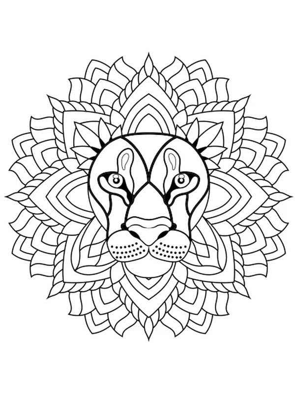 Leeuw mandala Kleurplaat