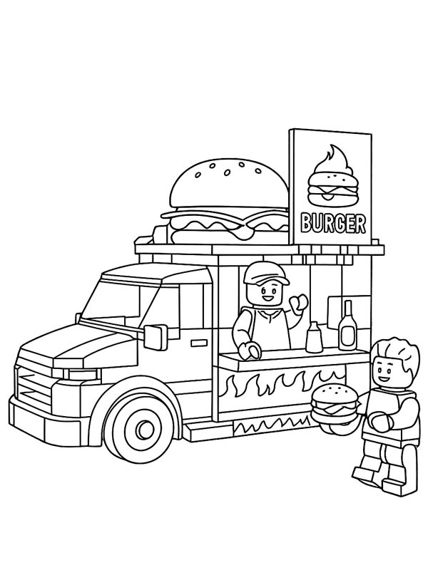 LEGO hamburgertruck kleurplaat LEGO hamburgertruck kleurplaat