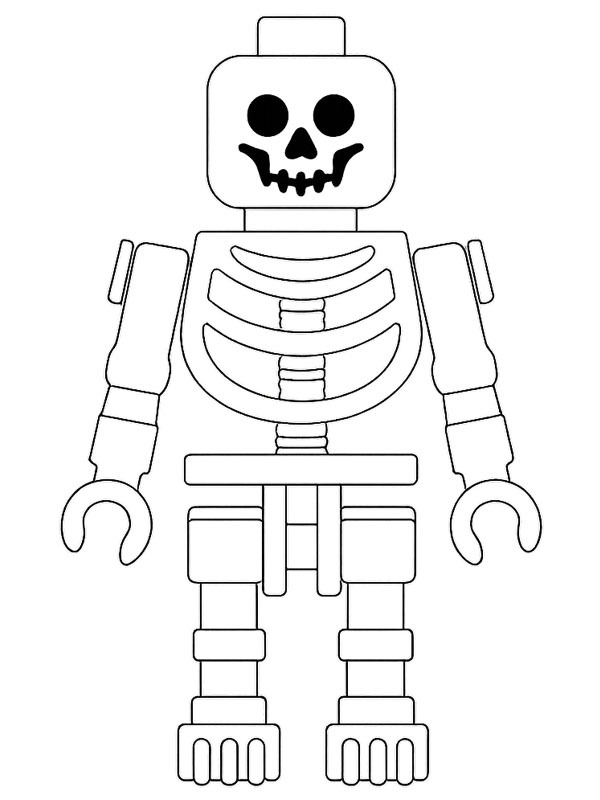 LEGO Skelet minifiguur kleurplaat LEGO Skelet minifiguur kleurplaat