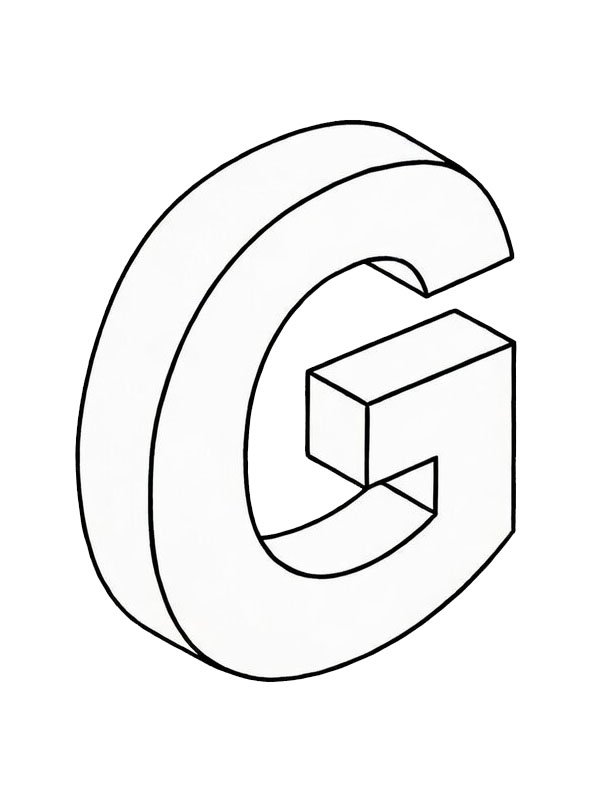 Letter G 3D kleurplaat