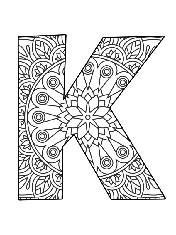 Letter K Mandala Kleurplaat