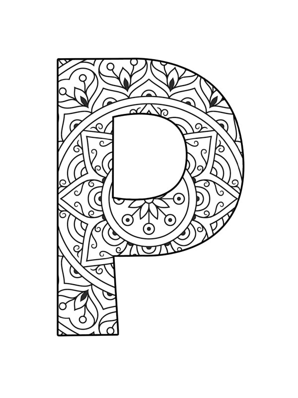 Letter P Mandala Kleurplaat