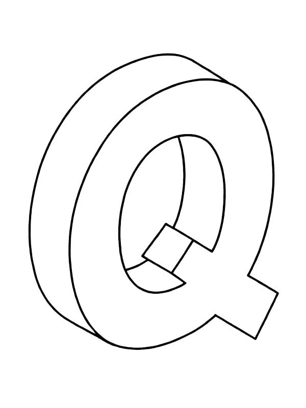 Letter Q 3D kleurplaat