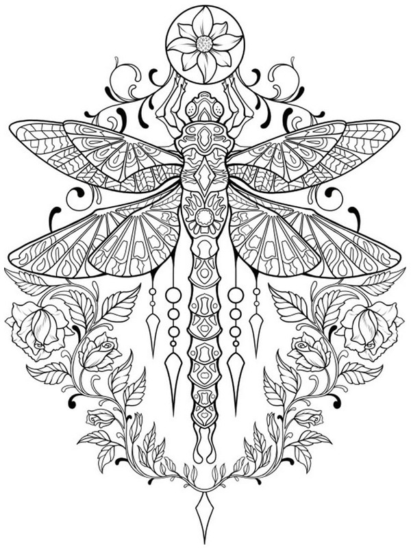 Libelle vlinder tattoo Kleurplaat