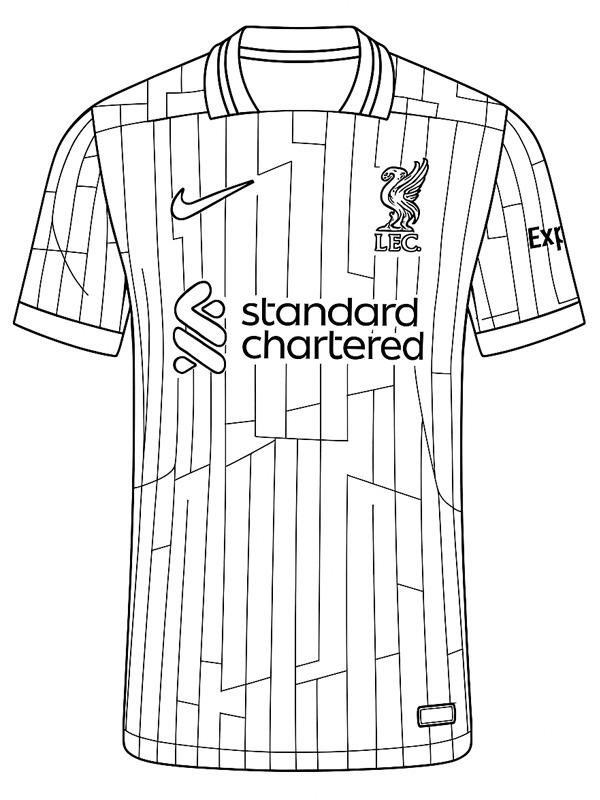 Liverpool voetbalshirt kleurplaat Liverpool voetbalshirt kleurplaat