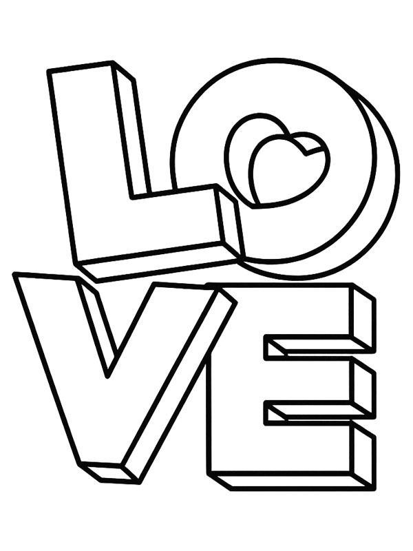 Love 3D kleurplaat Love 3D kleurplaat