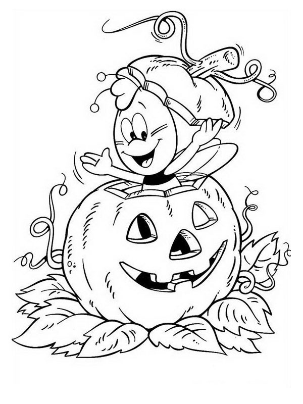 Maja de Bij halloween kleurplaat Maja de Bij halloween kleurplaat