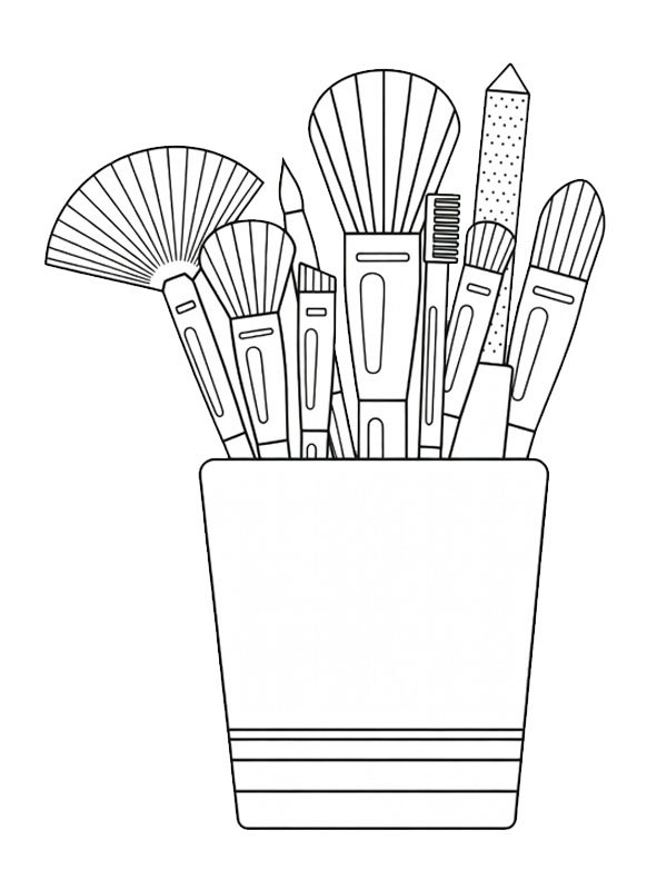 Make-up Kwasten kleurplaat Make-up Kwasten kleurplaat