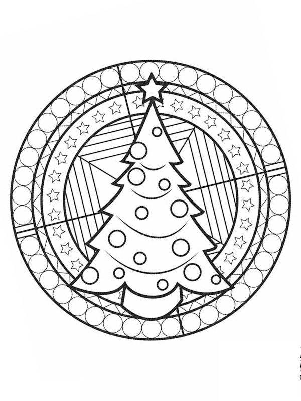 Mandala kerstboom Kleurplaat
