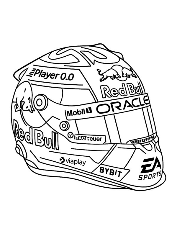 Max Verstappen helm kleurplaat Max Verstappen helm kleurplaat