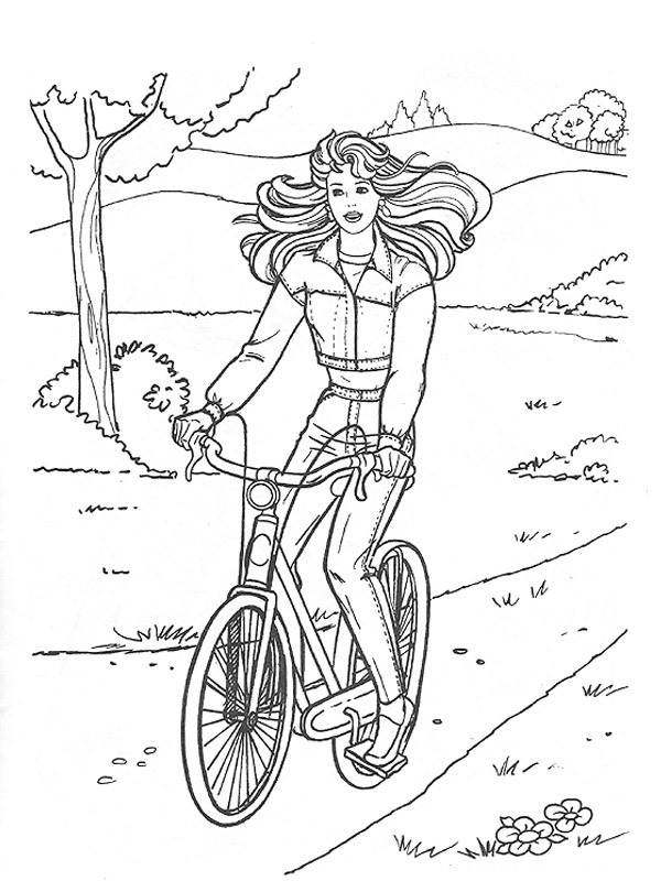 meisje op de fiets Kleurplaat