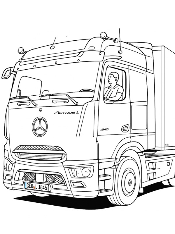 Mercedes-Benz Actros L kleurplaat Mercedes-Benz Actros L kleurplaat