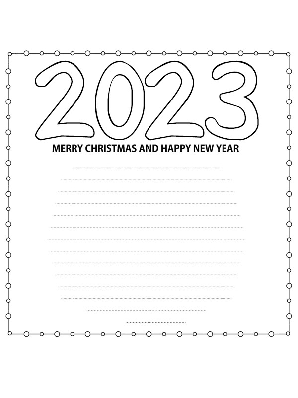 Merry Christmas and Happy New Year 2023 Kleurplaat