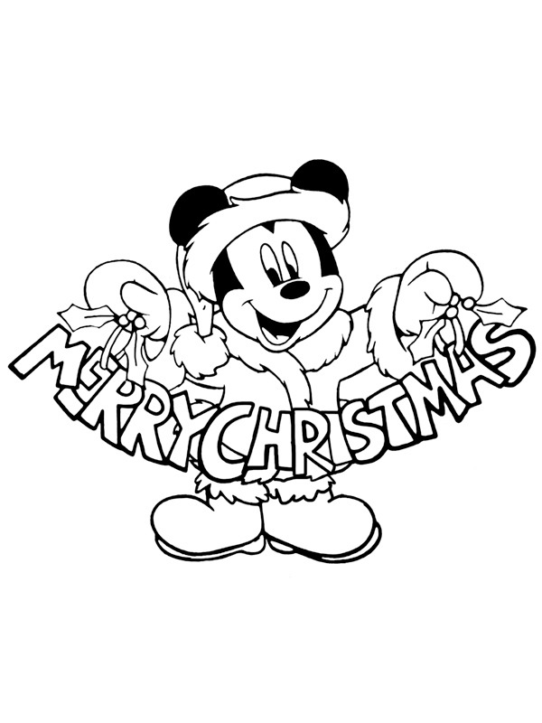 Merry christmas Mickey Mouse Kleurplaat