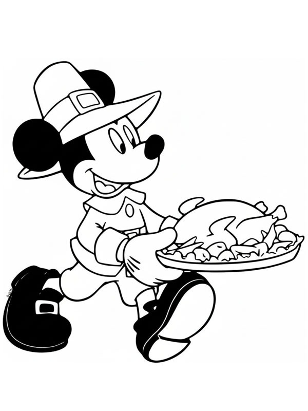 Mickey Mouse met een kalkoen kleurplaat Mickey Mouse met een kalkoen kleurplaat
