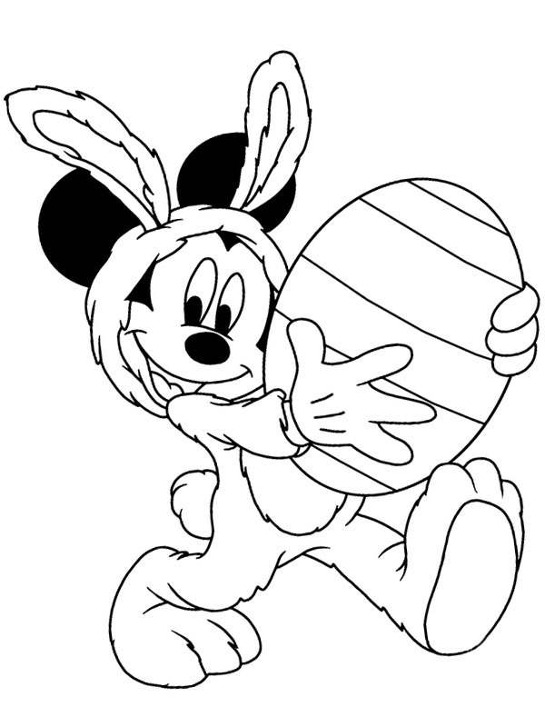 Mickey Mouse met een paasei Kleurplaat