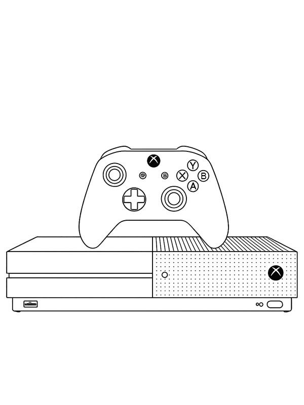 Microsoft Xbox One S kleurplaat Microsoft Xbox One S kleurplaat