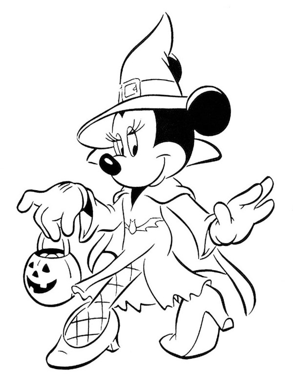 Minnie Mouse halloween Kleurplaat