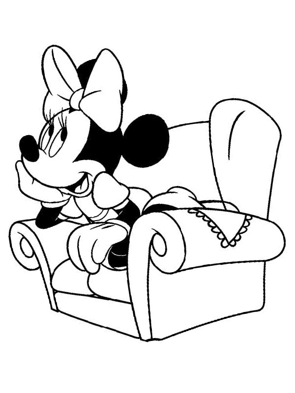 Minnie Mouse op de bank Kleurplaat