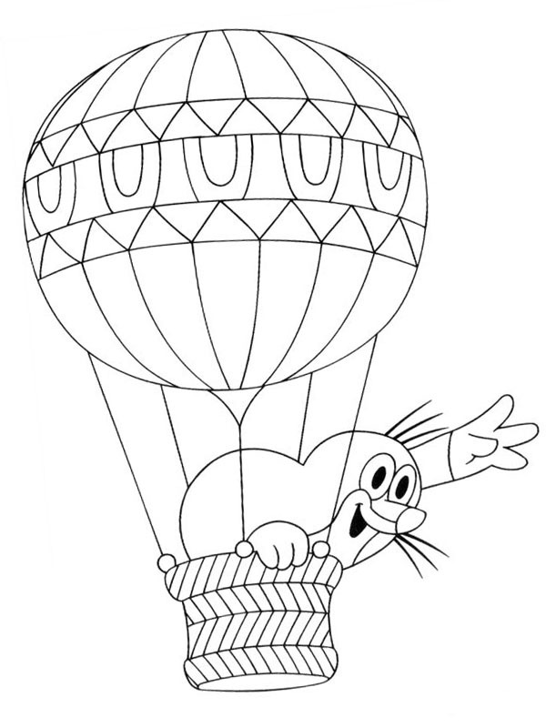 Mol zwaait uit de luchtballon kleurplaat Mol zwaait uit de luchtballon kleurplaat