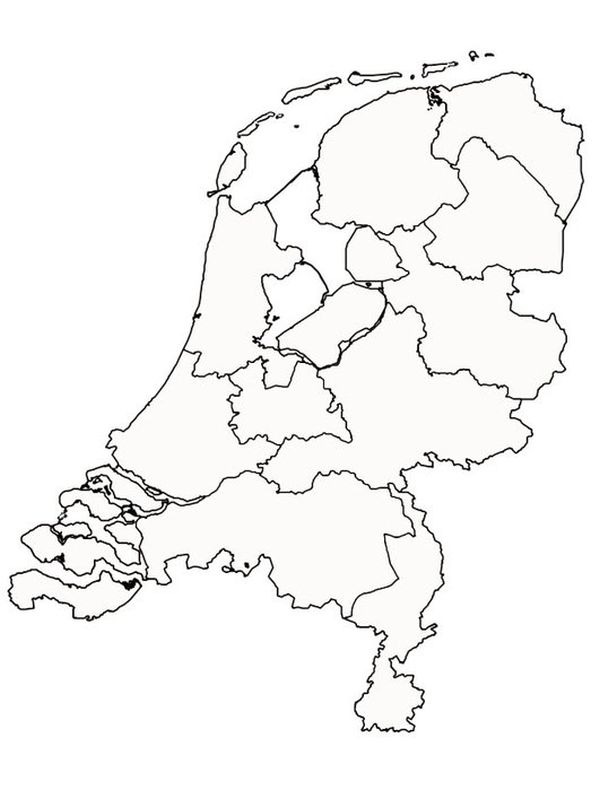 Kaart van Nederland Kleurplaat