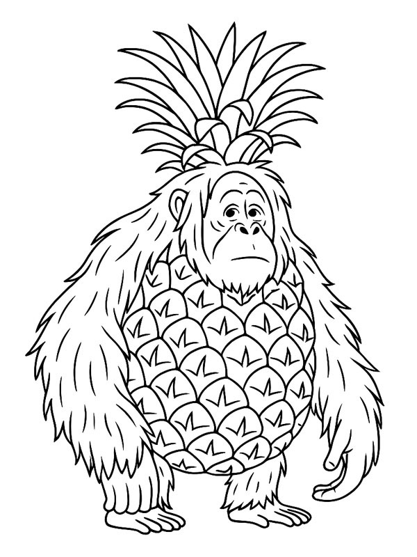 Orangutini Ananasini kleurplaat Orangutini Ananasini kleurplaat