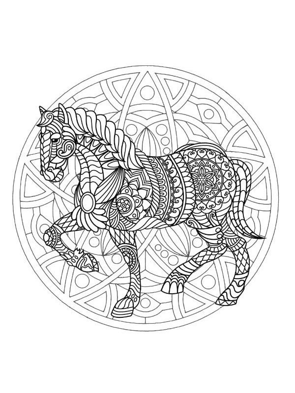 Paard mandala Kleurplaat
