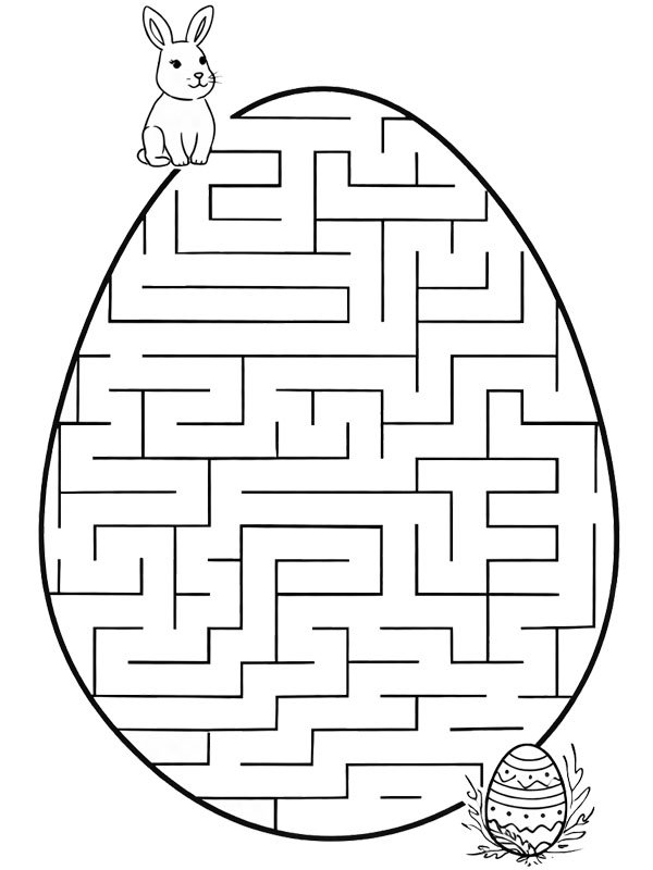 Paasei doolhof kleurplaat