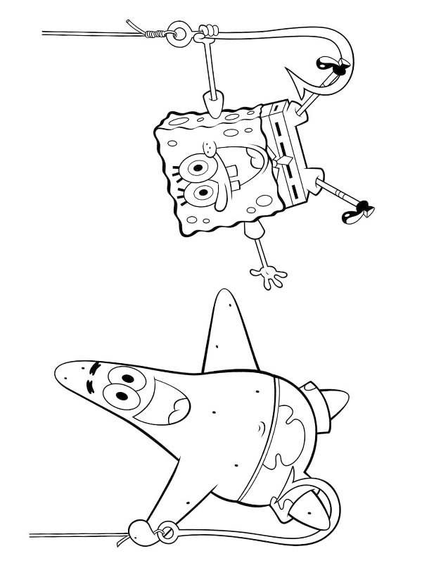 Patrick ster en Spongebob Kleurplaat