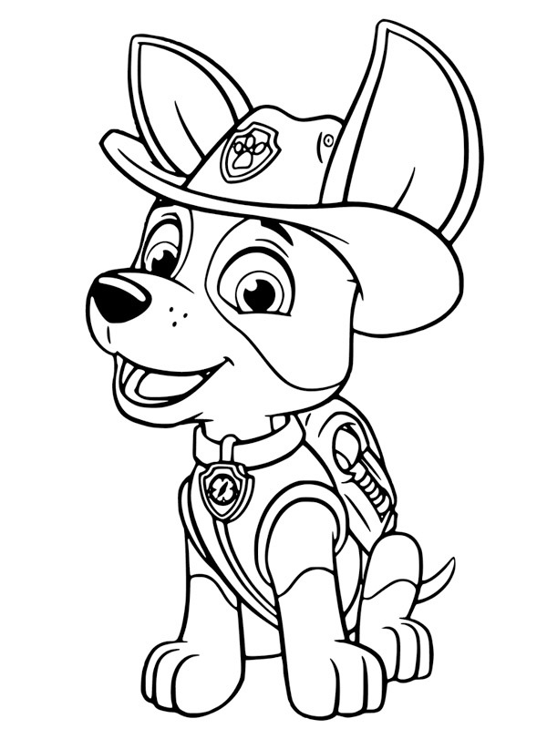 Paw Patrol Tracker kleurplaat Paw Patrol Tracker kleurplaat