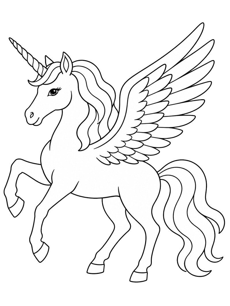 Pegasus eenhoorn kleurplaat