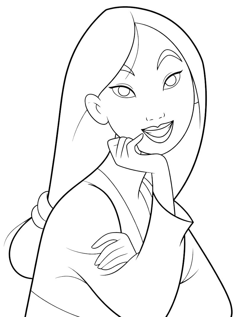 Prinses Mulan kleurplaat Prinses Mulan kleurplaat