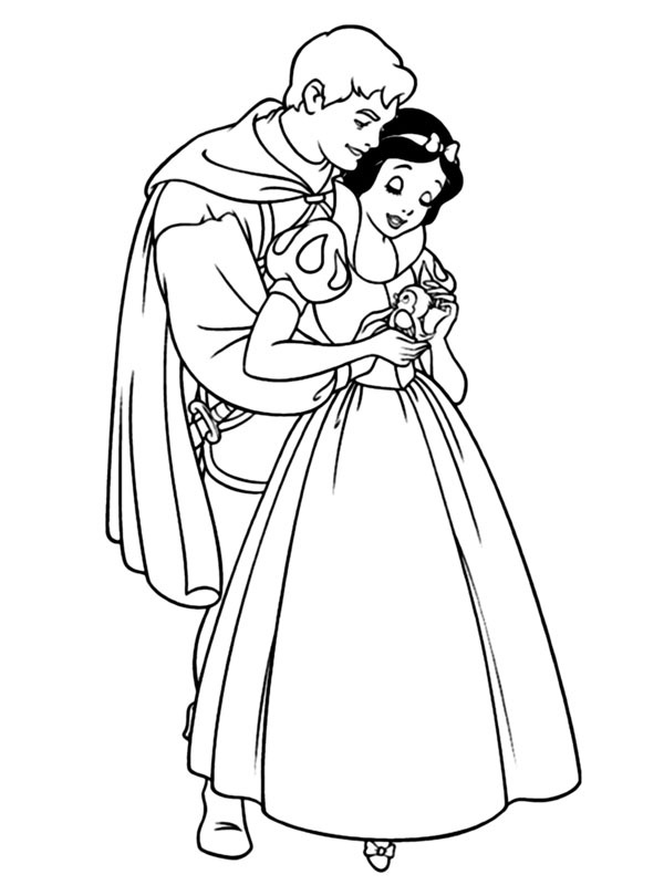 Prinses Sneeuwwitje en de prins Kleurplaat