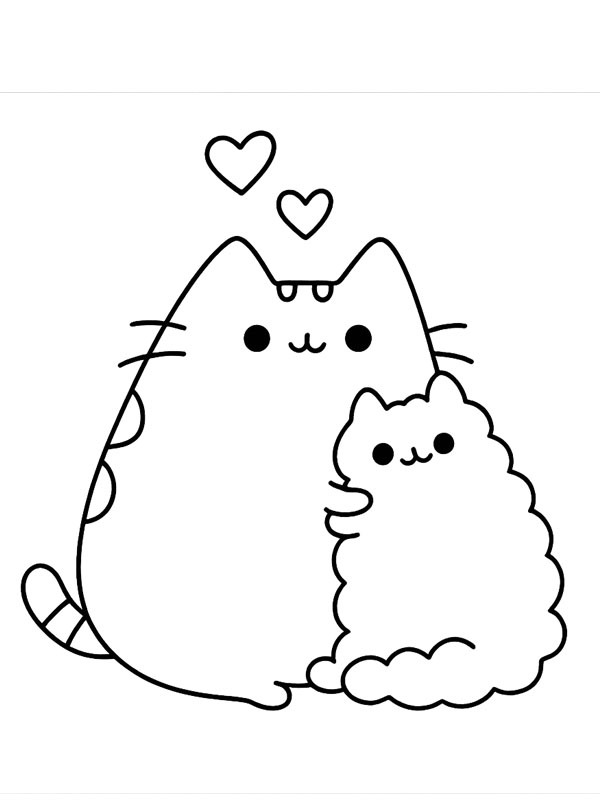 Pusheen en Stormy kleurplaat