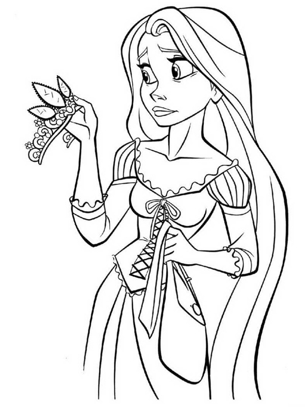 Rapunzel met een kroon Kleurplaat Rapunzel met een kroon Kleurplaat