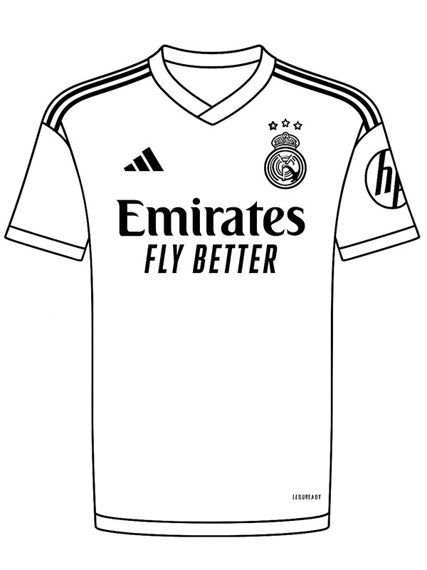Real Madrid voetbalshirt kleurplaat Real Madrid voetbalshirt kleurplaat
