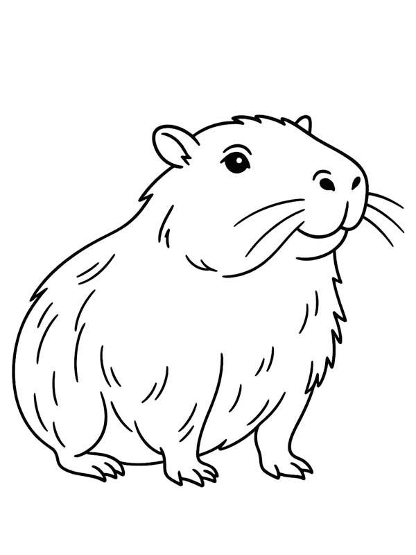 Realistische capybara kleurplaat Realistische capybara kleurplaat