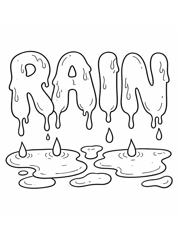 Regen letters kleurplaat Regen letters kleurplaat