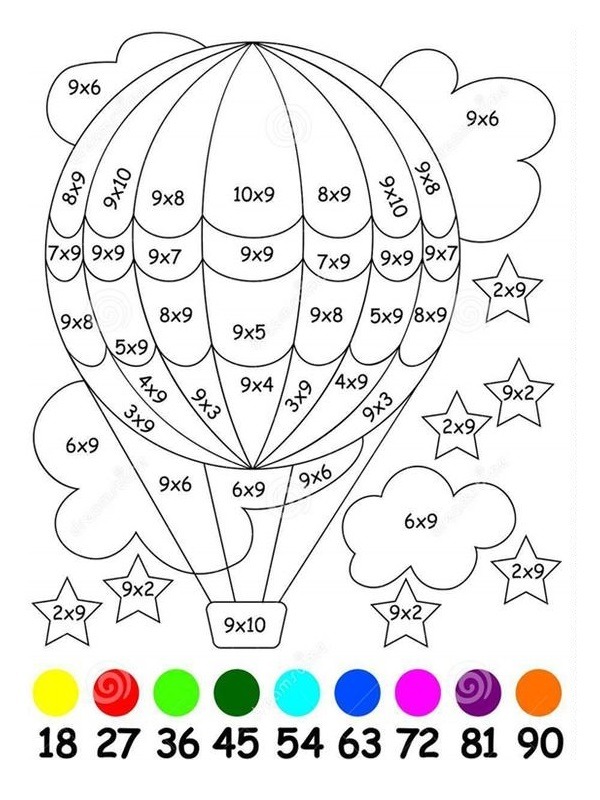 rekenkleurplaat luchtballon Kleurplaat