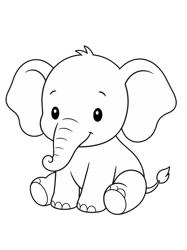 Schattig baby olifantje kleurplaat