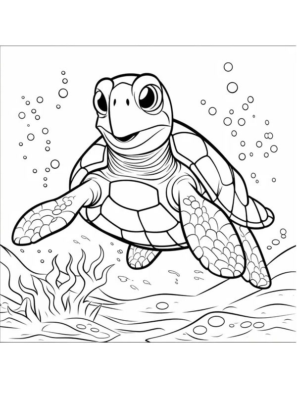Schildpad onderwater Kleurplaat