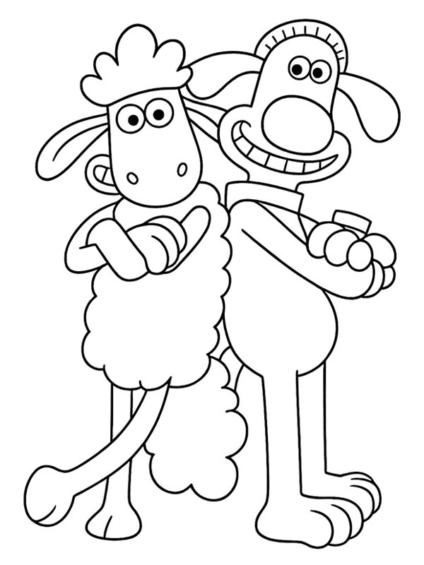 Shaun en Bitzer kleurplaat Shaun en Bitzer kleurplaat