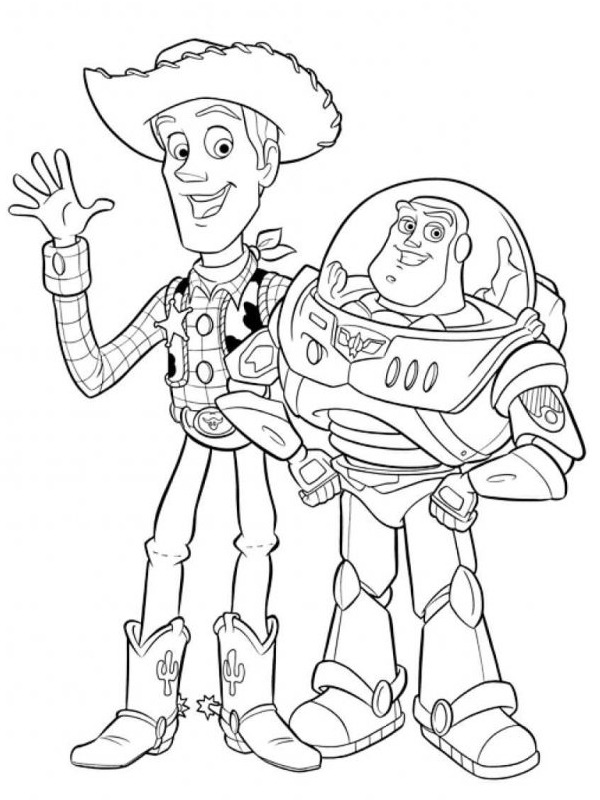 Sheriff Woody Pride en Buzz Lightyear Kleurplaat