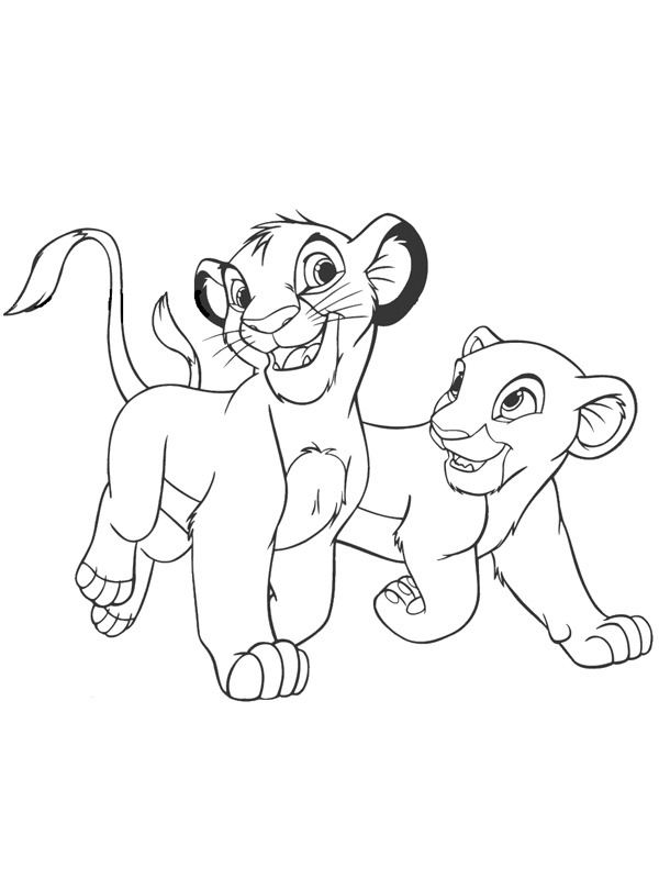 Simba en Nala Kleurplaat