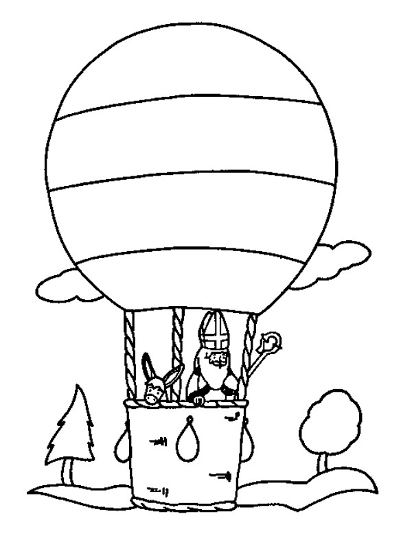 Sint in de luchtballon kleurplaat Sint in de luchtballon kleurplaat