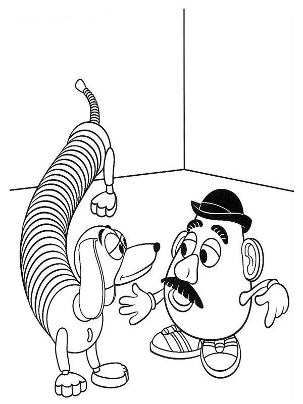 Slinky Dog en Mr. Aardappelhoofd Kleurplaat