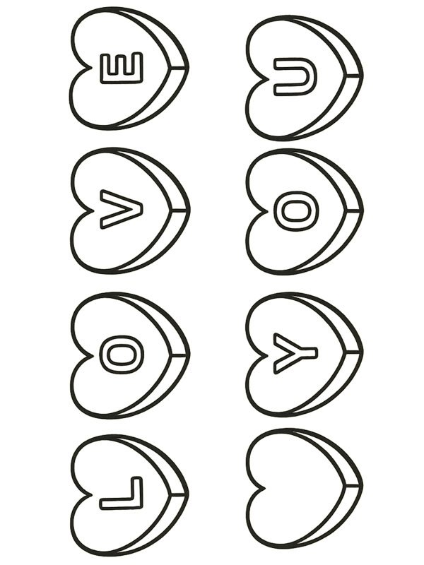 snoep hartjes love you kleurplaat