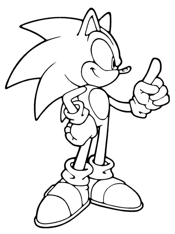 Sonic wijst met vinger Kleurplaat